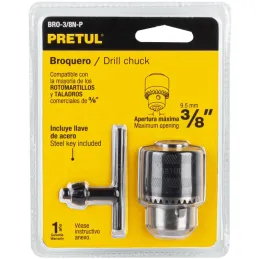 Mandriles Chucks con Llave 3/8" Universal, BRO-3/8N-P 27037 Pretul Pretul-Mandriles Chucks con Llave 3/8" Universal, BRO-3/8N-P 