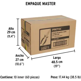 Alicates de punta y corte 8" ComfortGrip Acarbono MangoPVC Pretul 22671 Pretul-Alicates de punta y corte 8" ComfortGrip Acarbono