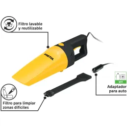 Aspiradoras para Autos Vehiculos 12v filtro intercambiable y cepillos Pretul 22090 Pretul-Aspiradoras para Autos Vehiculos 12v f