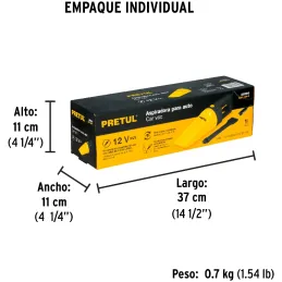 Aspiradoras para Autos Vehiculos 12v filtro intercambiable y cepillos Pretul 22090 Pretul-Aspiradoras para Autos Vehiculos 12v f