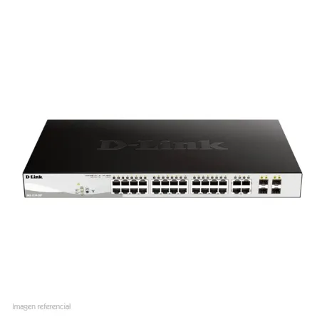 Switch D-Link DGS-1210-28P, Capa 2, PoE, 24 RJ-45 LAN GbE, 4 puertos SFP, Auto MDI/MDIX.