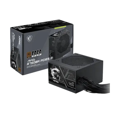 Fuente de alimentacion MSI MAG A750BN PCIE5 III, 750W, 80 PLUS Bronze, Formato ATX.