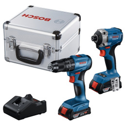 Taladro Percutor 1/2" GSB 185-LI + Atorn de Impacto 1/4" Hex 18V Brushless GDR 18V-215 Maleta Bosch 06019N20E7