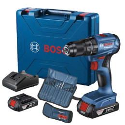 Taladro Percutor GSB 185-LI 1/2" Incl 23 Accesorios Brushless 2Bat 1Cargador Bosch 06019K31E2