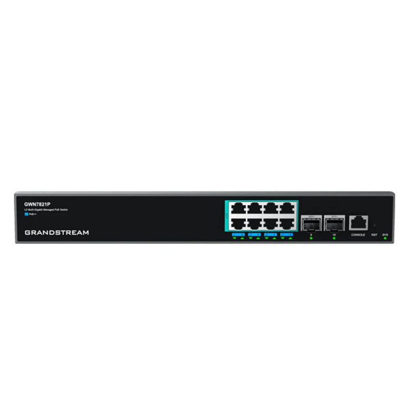 Switch Gestionable GrandStream GWN7821p Capa3 8Puertos 2,5gbe PoE budget 240W 80gs