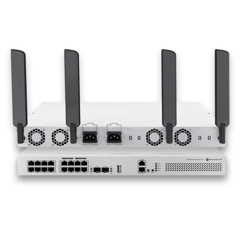 Switch Cloud Router Mikrotik CRS418-8P-8G-2S+5AXQ2AXQ-RM 17 Port Gbe 8PoE 2SFP+ Wi-Fi 6 Dual-band 4x4 MIMO