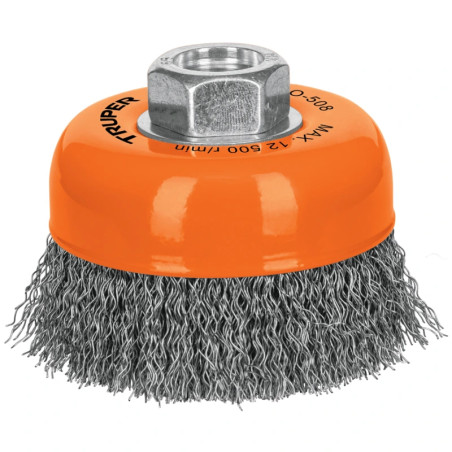Escobilla Tipo Copa, Alambre Ondulado Fino 3" Espesor 15/32" Entrada 5/8-11, Para Esmeril Angular, CO-508 14182 Truper