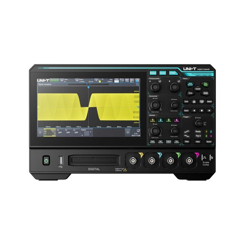 Osciloscopio Digital UNI-T MSO1154HD-S 7" 4CH 150MHZ 2.5 GSA/S 16CH Digitales USB HDMI LAN