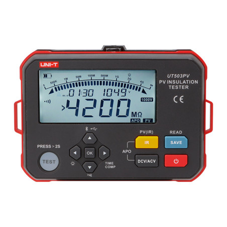 Megometro Fotovoltaico UNI-T UT503PV 1000V CA CC IP54 USB BT CAT II 1000V CAT III 600V