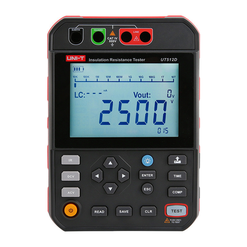Megometro Digital UNI-T UT512E 2500V 2.50TΩ Capacimetro PI/DAR Recargable