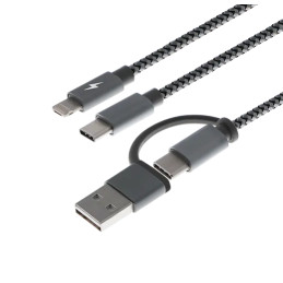 Cable USB Multifuncion XTC-560 5en1 USB-A USB-C MicroUSB Lightning 1.2m Xtech AB004XTK57