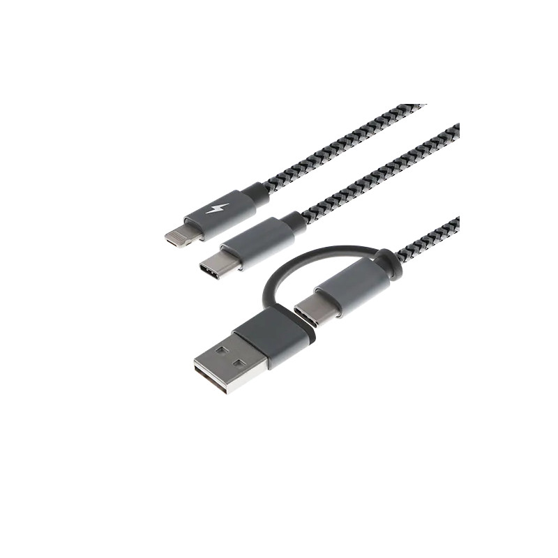 Cable USB Multifuncion XTC-560 5en1 USB-A USB-C MicroUSB Lightning 1.2m Xtech AB004XTK57