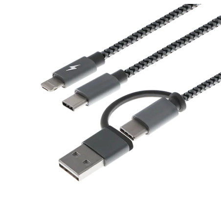 Cable USB Multifuncion XTC-560 5en1 USB-A USB-C MicroUSB Lightning 1.2m Xtech AB004XTK57