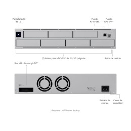 Servidor NAS 2U 7Bahías HDD/SSD 2.5/3.5" SATA Puerto 10GbE SFP+ y 1GbE RJ45 Ubiquiti UNAS-Pro