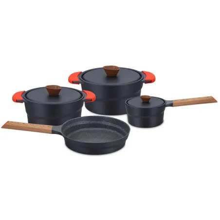  Juego de Ollas Bambu 7 Piezas, en aluminio con interior antiadherente de acabado tipo piedra, 1115460258 RECORD 786.440678 Jueg