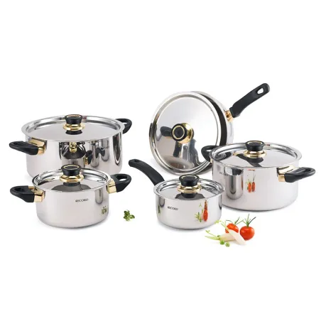  Juego de Ollas Trinox 10 Piezas, 5 Capas accesorios con baquelita y acabados en oro 14K, 820010123 RECORD 1846.610169 Juego de 