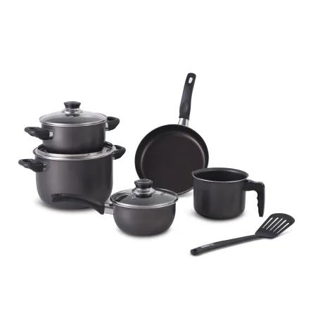  Juego de Ollas Viva N2 9 Piezas, Antiadherente interior y exterior con tapa de vidrio, 290010553 RECORD 264.40678 Juego de Olla