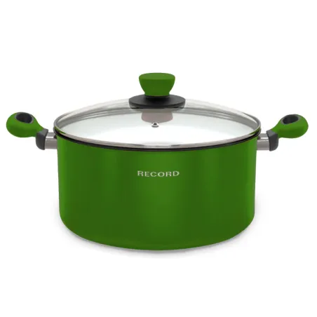  Olla Amore N26 6.7 Litros 26 cm, Acero Vitrificado con tapa de vidrio, color Verde, 550267095 RECORD 165.254237 Olla Amore N26 