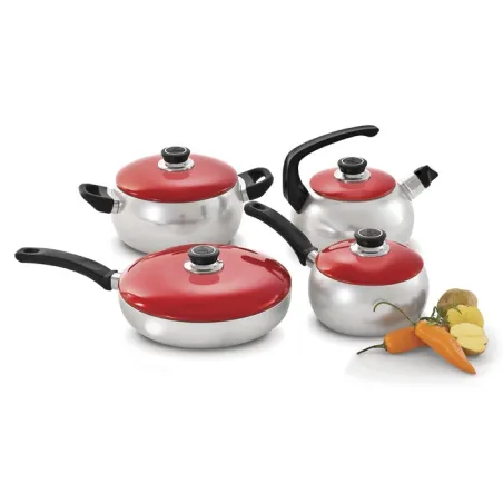  Juego Bombeada 1, 4 Piezas en Aluminio importado Fino acabado tapa roja anodizada, 9304010000 RECORD 607.627119 Juego Bombeada 