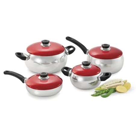  Juego Bombeada 2, 4 Piezas en Aluminio importado Fino acabado tapa roja anodizada, 9304020000 RECORD 583.050847 Juego Bombeada 