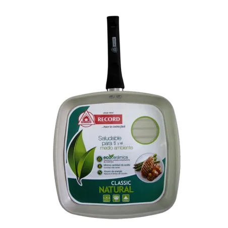  Grill Asador Ceramica N28 28 cm, cubierta antiadherente de ceramica y fondo termodifusor, 1112000282 RECORD 75.423729 Grill Asa