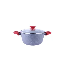 Juego SET de Ollas Ceramica Line Stone 7 Piezas, cubierta antiadherente de ceramica con tapa de vidrio, 1125275801 RECORD RECORD