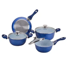Juego SET de Ollas Ceramica Line Blue 7 Piezas, cubierta antiadherente de ceramica con tapa de vidrio, 1125275800 RECORD RECORD-