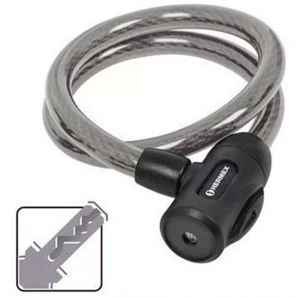 Cable de Seguridad con llave 15mm 1.20m, en acero con cubierta PVC, Incluyen 2 llaves tipo automotriz, CB-15 43920 Hermex