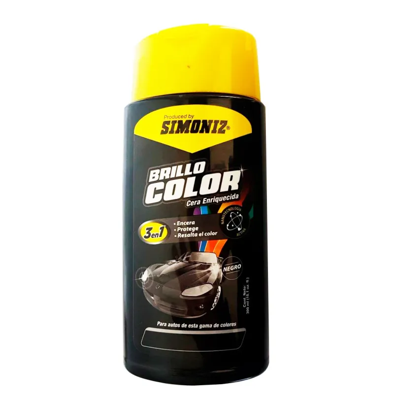 Cera Liquida Brillo Color Negro 300ml, 3 en 1 Encera Protege y Resalta el color, 7702155038190 SIMONIZ