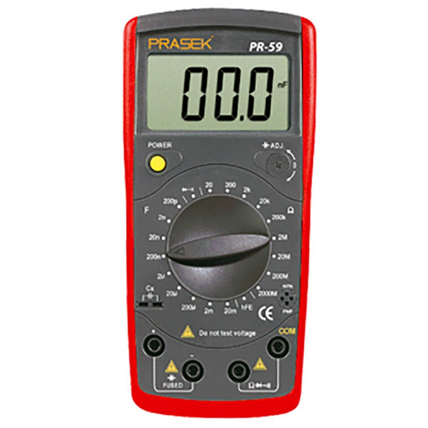 Capacimetro Digital Prasek Premium PR-59, Resistenacia Capacitancia Inductancia diodo continuidad Transistor