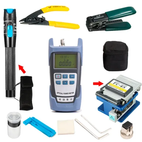 Kit de Herramientas para Empalme de Fibra Optica 1401 Incluye Power Meter Visual Fault Locator Fiber cleaver OEM-Kit de Herramie