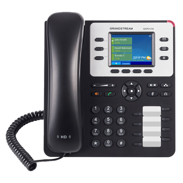 Telefono IP - Grandstream GXP-2130, 3 SIP, RJ-45 Gigabit PoE, LCD 2.8" color