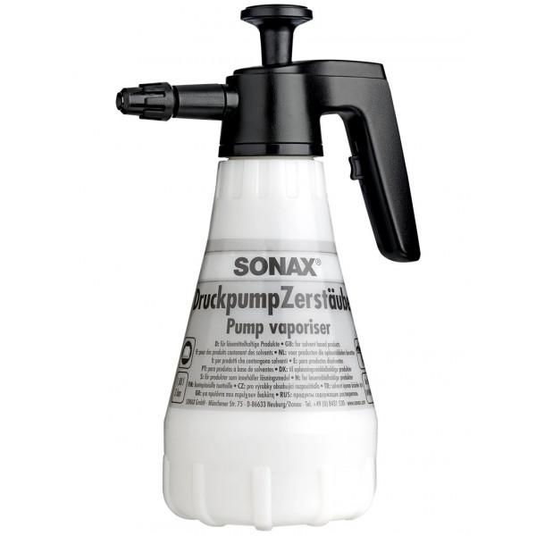 Botella con Bomba Pulverizadora, Pump vaporiser para Productos Acidos y Alcalino, 1.5 Litros, 496941 SONAX