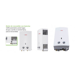 Calentador a Gas Bosch ASO 10 Litros GN, Encendido Automatico y 3 Sistemas de Seguridad