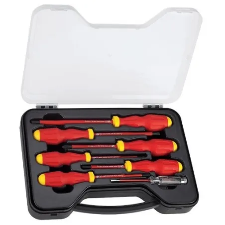  Desarmador Aislados plano y estrella Juego 7 Piezas Stanley 65-980 IEC, Resistencia 1000V MAXSTEEL Mango Ergonomico 81.355932 J