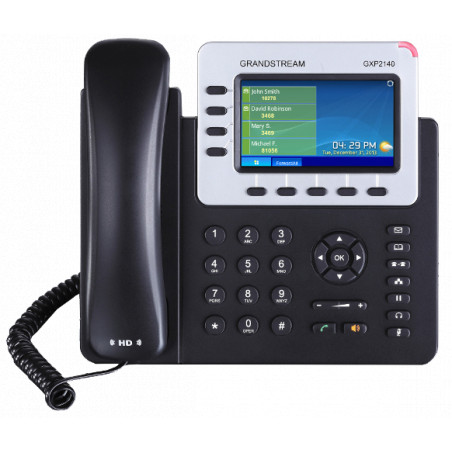 Telefono IP - Grandstream GXP-2140, 4 SIP, RJ-45 Gigabit PoE, Bluetooth, LCD 4.3" color