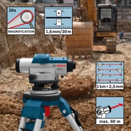 Nivel Optico Bosch GOL 26 D, 100m 26 Aumentos Ip54 Alta precisión Bosch-Nivel Laser Bosch GOL 26 D, Alcance 100m Proyecta dos lí