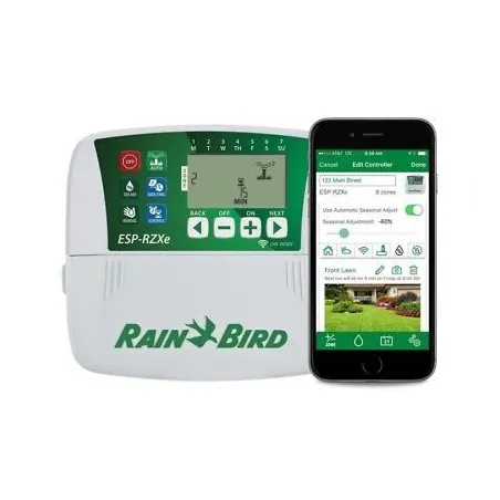 Programador de Riego Automatico Profesional Temporizador ESP-RZXE 4 Zonas Estaciones Compatible con WIFI, RZXE4I-230V Rain Bird