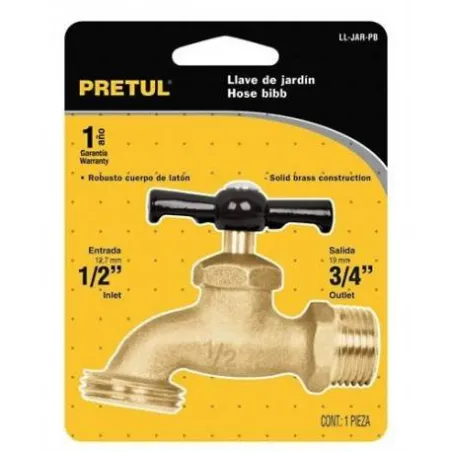  Caño para Jardin Conexion Roscada Macho 1/2" Salida 3/4", de Laton 100g En Blister, LL-JAR-PB 23145 Pretul 8.559322 Caño para J