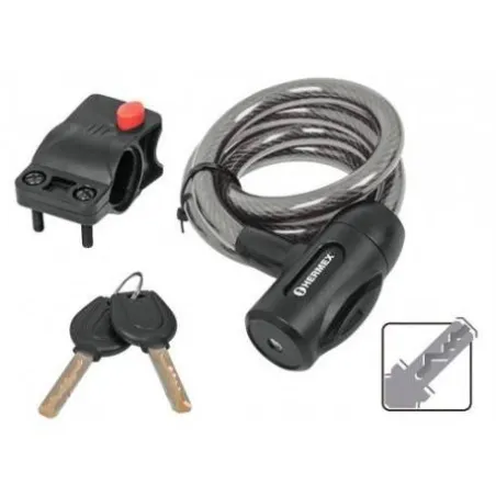  Cables de Seguridad con llave 12mm 1m, en acero con cubierta PVC, Incluyen 2 llaves tipo automotriz, CB-12 43923 Hermex 14.4915