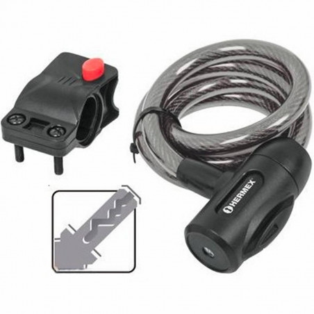 Cable de Seguridad con llave 10mm 1m, en acero con cubierta PVC, Incluyen 2 llaves tipo automotriz, CB-10C 43922 Hermex
