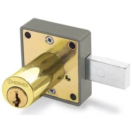 Cerradura para mueble dorado modelo 25, accion horizontal, Cilindro 36mm 2 llaves, CM-25L 43567 Hermex Hermex-Cerradura para mue