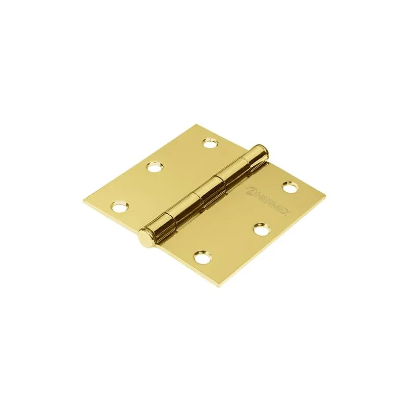 Bisagra cuadrada de acero dorado 4" Cabeza plana Tipo capuchina Espesor 1.4mm Incluye pernos, BC-401PP 23686 Hermex