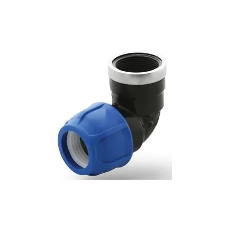 Enlace Codo 90 Rosca Hembra 25 x 3/4" Conexion para Tuberias 3/4" HDPE PN16, 7622 Poelsan