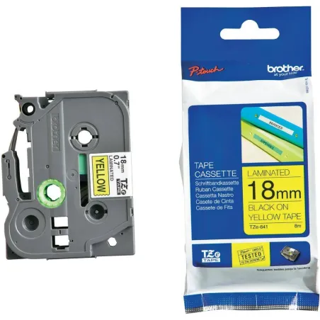  Cinta Laminada Brother TZe-641, 18mm x 8m Negro sobre fondo Amarillo PT-1090 1400 2730VP 80 9500PC 70.338983 Cinta Laminada Bro
