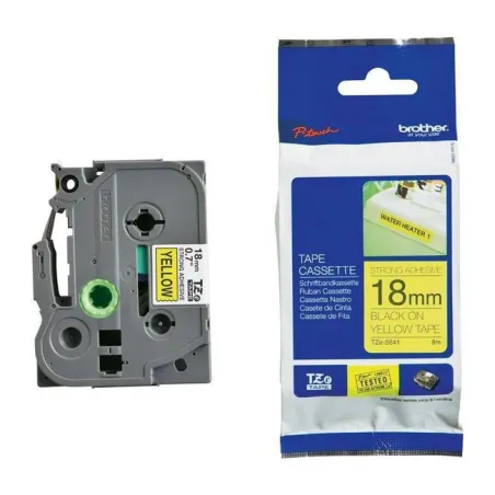  Cinta Laminada Brother TZeS641, 18mm x 8m Negro sobre fondo Amarillo rotuladora TZ y Tze 69.491525 Cinta Laminada Brother TZeS6