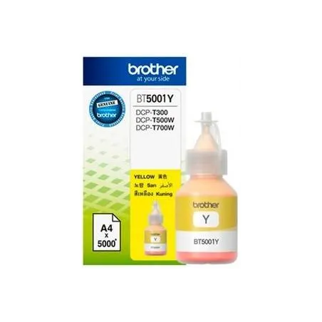 Botellas de Tinta Brother BT5001Y Yellow, sistema continuo DCP-T300 DCP-T500W DCP-T700W