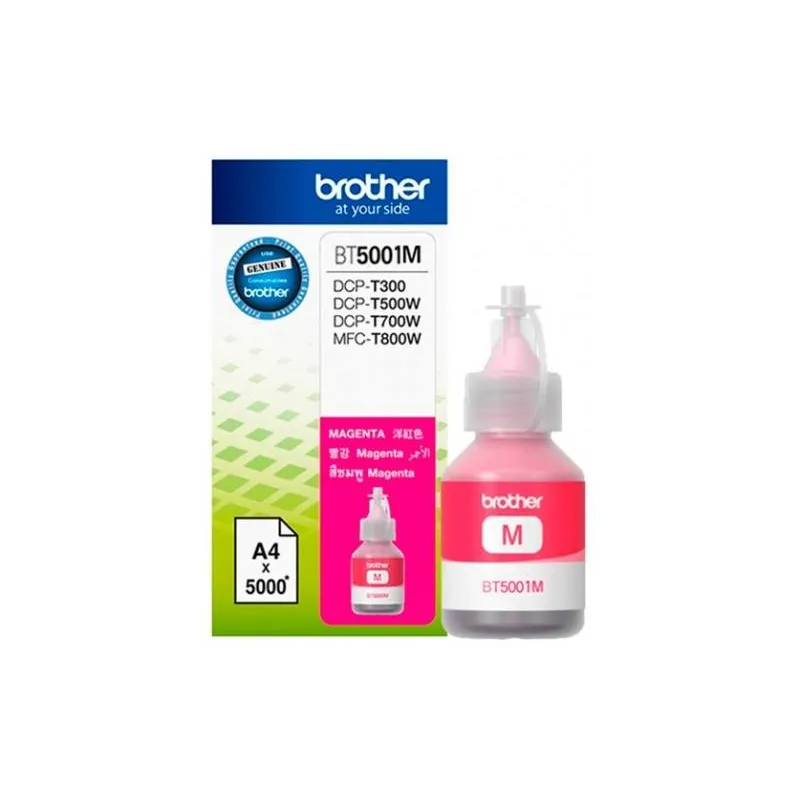 Botellas de Tinta Brother BT5001M Magenta, sistema continuo DCP-T300 DCP-T500W DCP-T700W