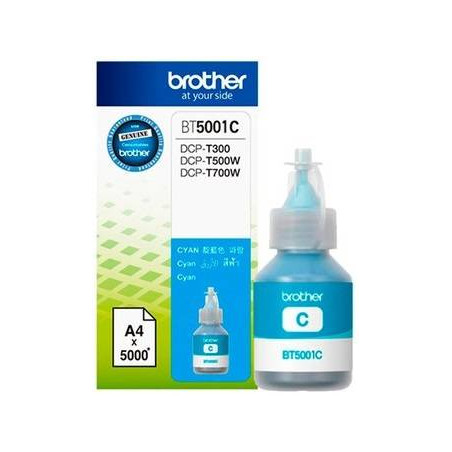 Botellas de Tinta Brother BT5001C Cyan, sistema continuo DCP-T300 DCP-T500W DCP-T700W