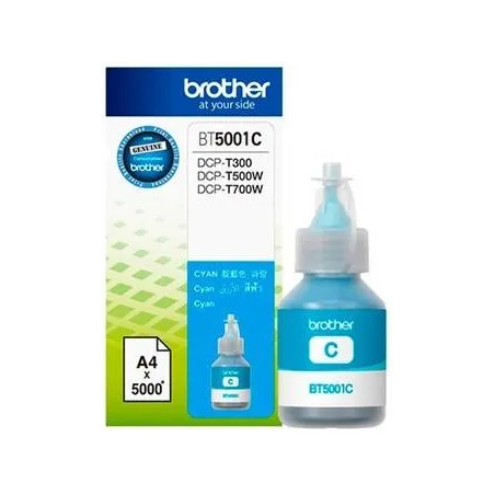  Botella de tinta Brother BT5001C Cyan, sistema continuo DCP-T300 DCP-T500W DCP-T700W 33.898305 Botellas de Tinta Brother BT5001